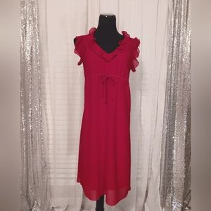 💕2 for $20 Dresses: Red Ruffle Neckline Dress
